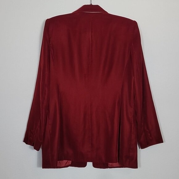 Vintage Liz Claiborne Women Velvet Blazer Jacket Size 4/S Red Pockets Button Up - Picture 11 of 14